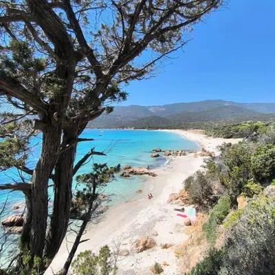 a view of a beach with people in the water at Appartement 4 personnes - Soléa 126 - Vue Nature in Serra-di-Ferro