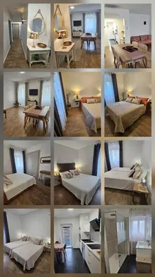 a collage of photos of a bedroom and a living room at Séjournez entre mer et montagne en Corse-du- Sud in Cauro
