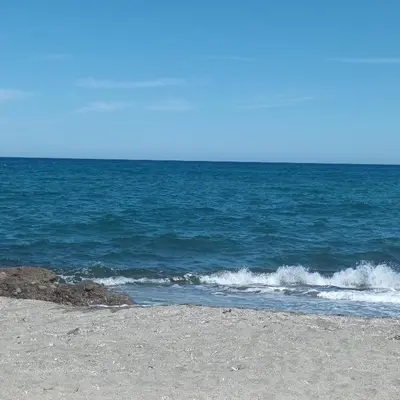 a sandy beach with the ocean in the background at CORSE Bravone bel appart à 2 pas de la plage 2ch et mezzanine in Linguizzetta