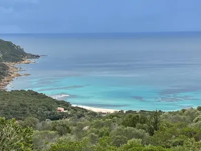 a view of the ocean from a hill at Casa Alivu in Pietrosella