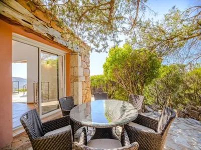 an overhead view of a large swimming pool at Villa Diciasette in Porto-Vecchio