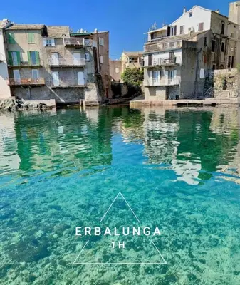 a body of water with buildings in the background at Appartement bord de mer in San-Nicolao