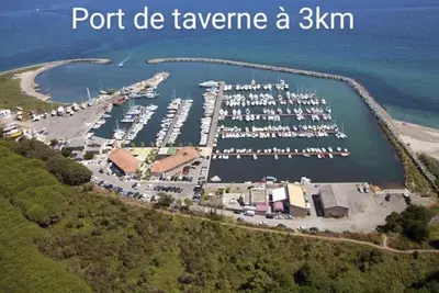 an aerial view of a marina with the words port devenue akm at Vacances idéales in San-Nicolao