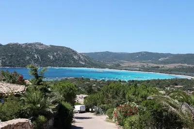 a view of the beach from the hill at Villa Santa Giulia, vue mer, plage à pieds in Porto-Vecchio