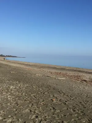 a sandy beach with a blue sky and the ocean at U-Casone in Linguizzetta