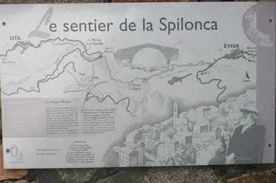 a map of la sirmione on a wall at Scopa Rossa in Evisa