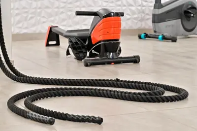 a reciprocatingsaw sitting on a floor with two hose at Hotel U Paesolu in Sainte-Lucie de Porto-Vecchio