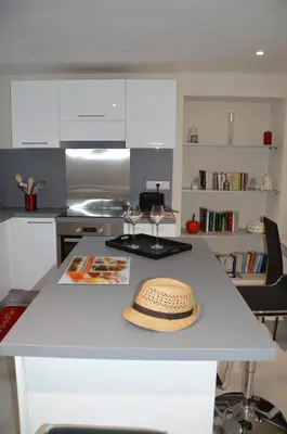 a hat sitting on a counter in a kitchen at maison corse en balagne in Cateri