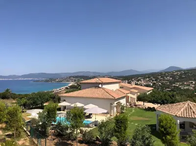 an aerial view of a villa with a resort at Casa di Andria in Pietrosella