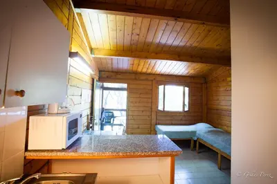 a kitchen with a counter top in a room at Résidence Marina Livia in Serriera
