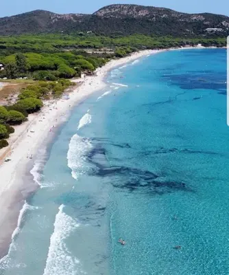 an aerial view of a beach with people in the water at Residence 