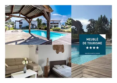 a collage of pictures of a house and a pool at Cala Rossa Appart in Porto-Vecchio