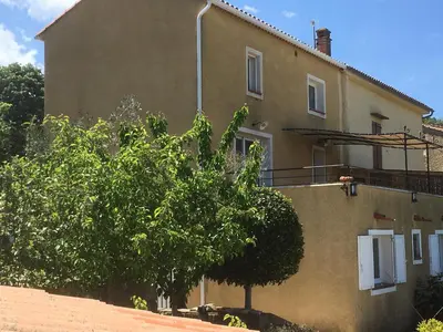 a building with a tree in front of it at indé no in Sari Solenzara