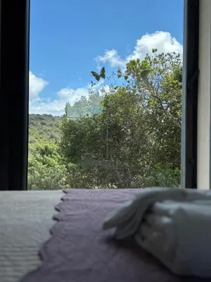 a window with a view of a mountain view at Villa Giulia in Porto-Vecchio