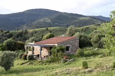 a stone house in the middle of a field at Casa Lysandra in Serra-di-Ferro