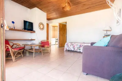a living room with a couch and a table at La Tour in Linguizzetta