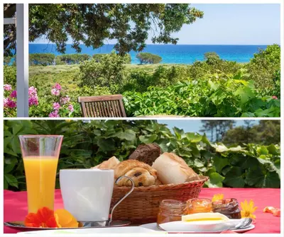 a table with a basket of bread and a glass of orange juice at La Tour in Linguizzetta