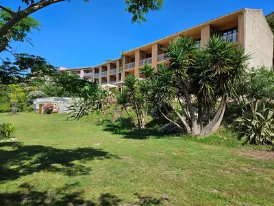 a building with a palm tree in front of it at Le Marina in Porto Ota