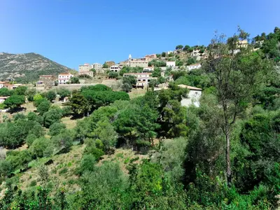 a village on a hill with trees and houses at Apartment Fougère by Interhome in Partinello