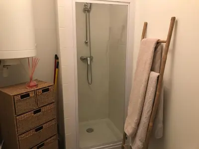a shower in a bathroom with a glass shower backdoor at Panate in Corte