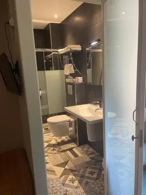 a bathroom with a toilet and a sink at Logis Hotel Le Lonca in Porto Ota