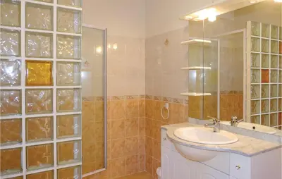 a bathroom with a sink and a shower at Beautiful Home In Casalabriva With Wifi in Casalabriva