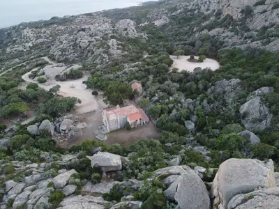an aerial view of a house on a mountain at Sapa Di Cala in Bonifacio