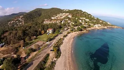 an aerial view of a beach with houses and the ocean at COLOMBA in Conca