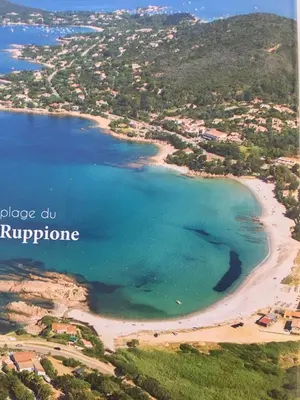 an aerial view of a beach and the ocean at Corse Villa Porticcio vue Mer in Porticcio