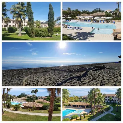 a collage of four pictures of a resort at Résidence Sognu Di Mare - Plage in Linguizzetta