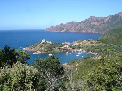 a small island in the middle of a body of water at mini villa Marcel classée 3 étoiles in Calenzana