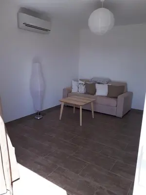 a living room with a couch and a table at gite tomasini sabrina zirilla in Monacia-dʼAullène