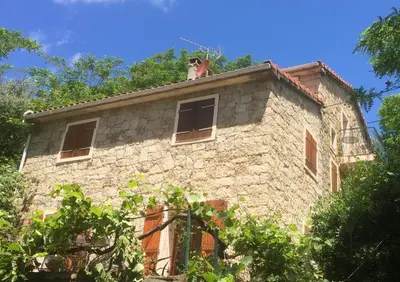 a cat sitting on the roof of a building at A Pivarella in Grosseto-Prugna