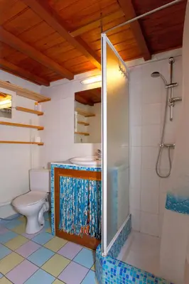a bathroom with a shower and a toilet at Porticcio Terra Bella in Porticcio