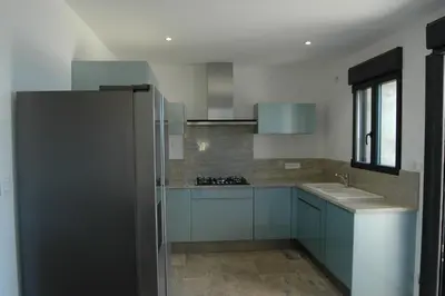 a kitchen with a refrigerator and a sink at Residence Capicciolo in Olmeto