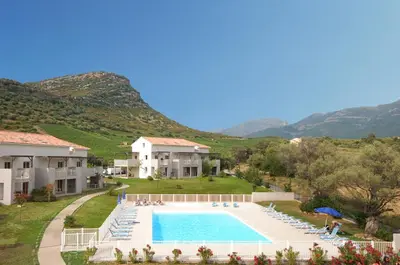 an aerial view of a resort with a swimming pool at Résidence Odalys Casa d'Orinaju in Oletta