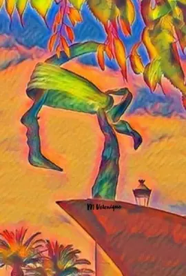 a painting of a woman dancing in the desert at CASA Piana in Cervione