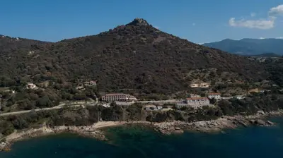 an aerial view of a small village on a mountain at L'Allegria in Casaglione