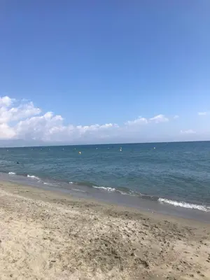 a sandy beach with the ocean in the background at Sables de biguglia cordon lagunaire in Borgo