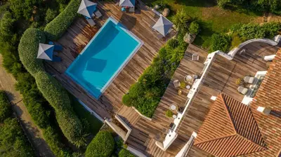 an overhead view of a swimming pool on a house at A Casa Nostra in Coti-Chiavari
