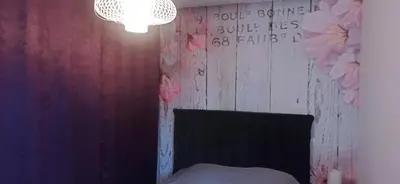 a room with a bed and a wall with flowers at Sagone in Vico