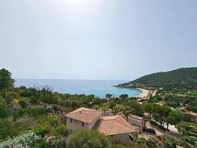 an aerial view of a villa and the ocean at SERENA-Piscine privée- Vue Mer in Conca