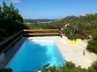 a swimming pool in the middle of a yard at Villa Jeromine in Porto-Vecchio