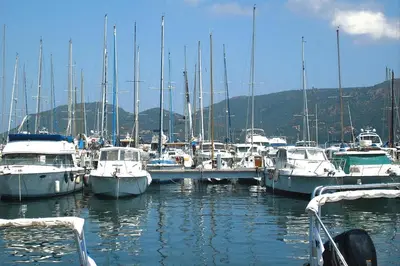 a bunch of boats docked in a harbor at Apartment in Corsica near Palombaggia Beach in Porto-Vecchio