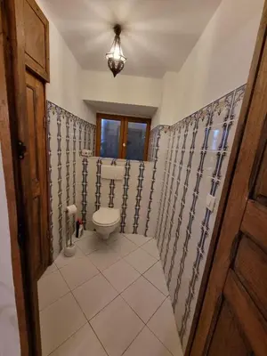 a bathroom with a toilet and a window at mare-monte in Evisa