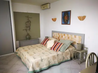 a bedroom with a bed in a room at Levolle Marine in Poggio-Mezzana