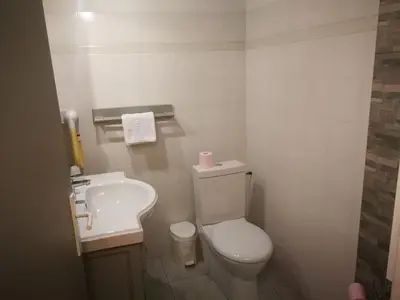 a small bathroom with a toilet and a sink at Levolle Marine in Poggio-Mezzana