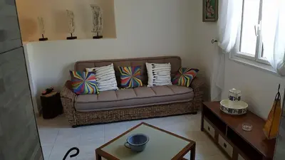 a living room with a couch and a table at Levolle Marine in Poggio-Mezzana