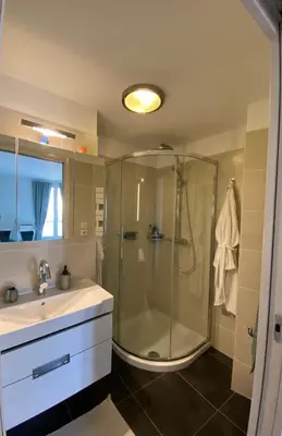 a bathroom with a shower and a sink at Au cœur de la Vieille Ville in Ajaccio