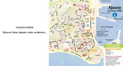 a map of aventura centre village and attractions at Le Studio du Cardinal Central/ Wifi/ Ajaccio à pieds! in Ajaccio